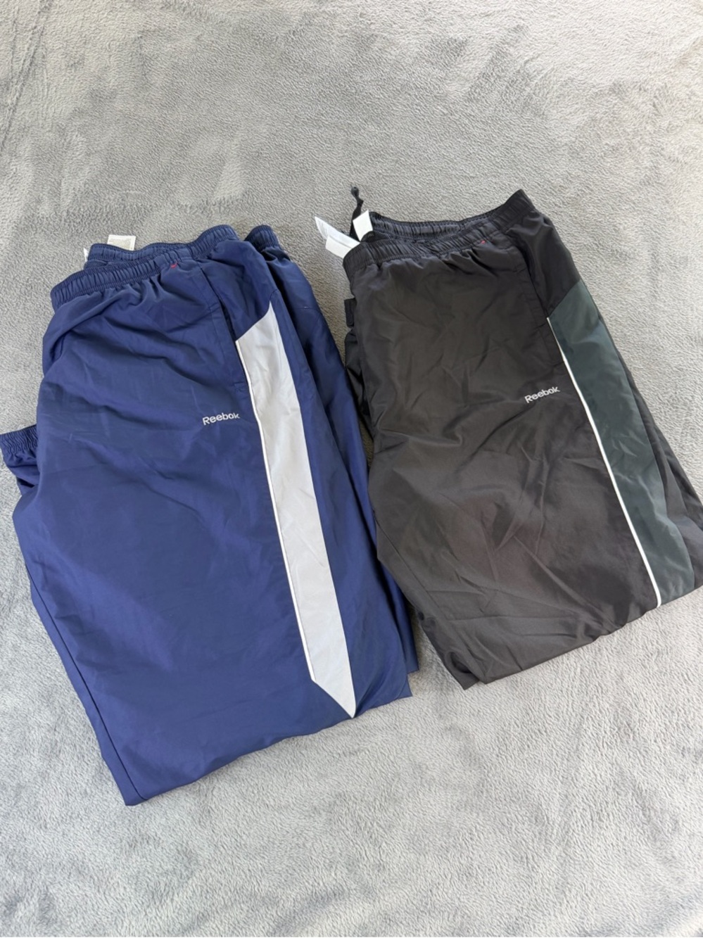(2) Vintage 90s Reebok Lined Windbreaker Track Pants Blue Grey Black Mens 2XL